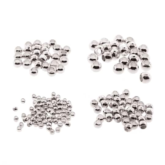 The Beadsmith&#xAE; Assorted Silver Plated Crimp Beads, 600ct.